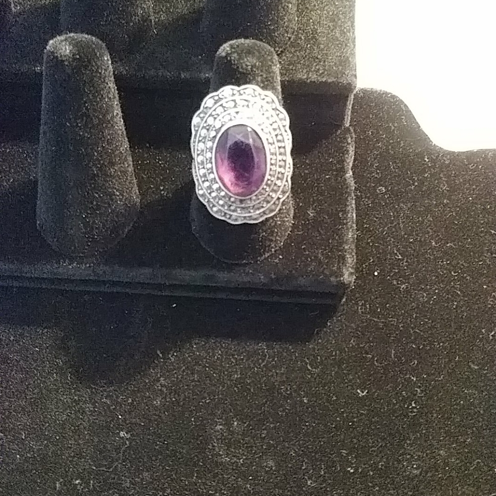 Amethyst and Diamond Cocktail Ring - Picture 2 of 3